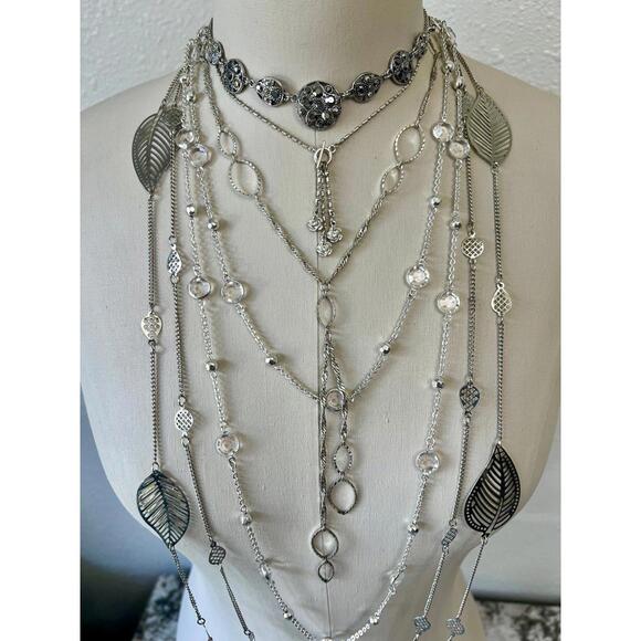 ALFANI Silver Tone Marcasite Necklace Lot - Picture 5 of 9